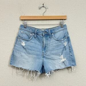 MADEWELL The Perfect Jean Short Blue Distressed Cut Off HR Grunge
